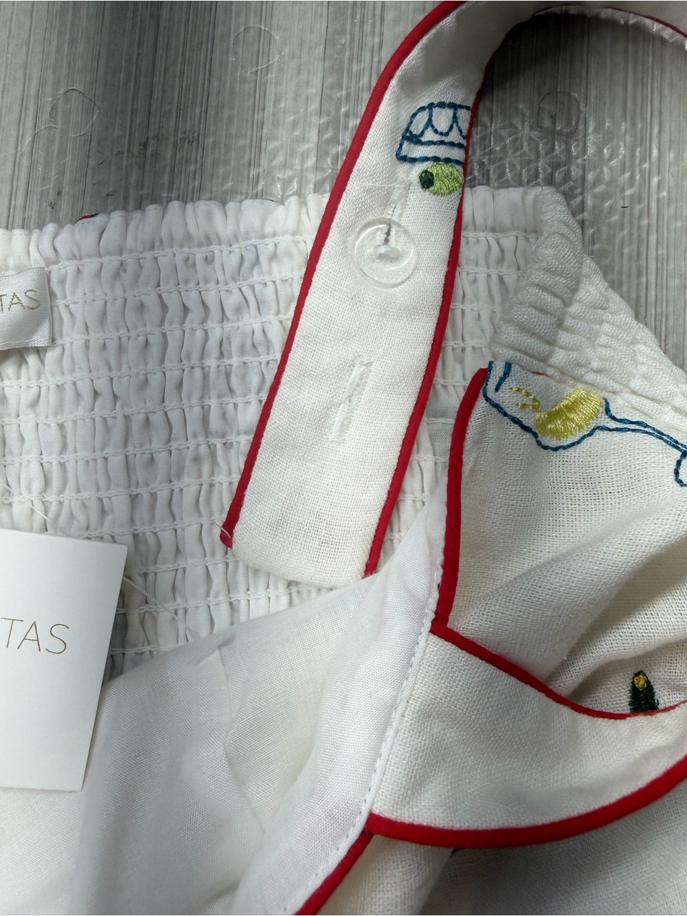 Caroline Constas White Embroidery Linen blend Romper Size Medium - Picture 10 of 12